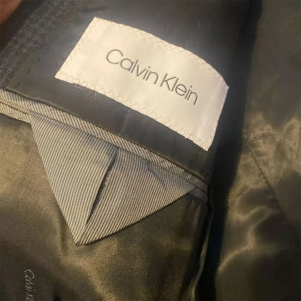 Calvin Klein Men's Check Blazer Size 40 Multicolor Formal Slim Fit